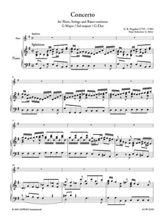 Concerto pour flûte en sol majeur - PERGOLESE - Partition